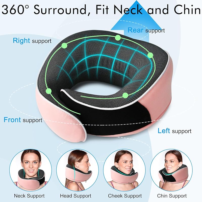 MILADO Utazási Nyakpárna Memory Foam Repülőgéphez Rózsaszín 3D Szemmaszkkal