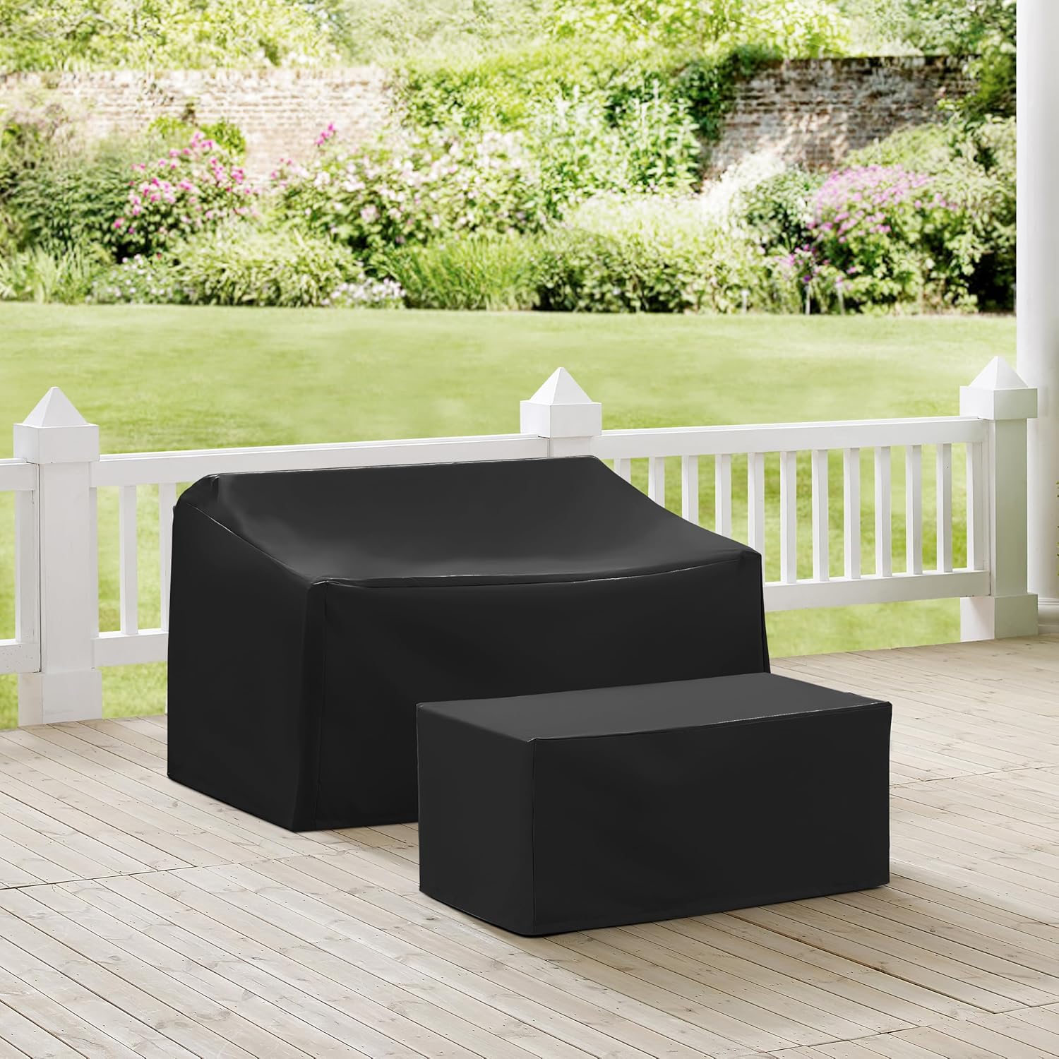 Crosley Furniture Patio Furniture Covers, Waterproof 2-Piece Cover Set for Outdoor Coffee Table, Loveseat, Black