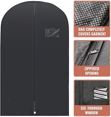 Miniatura 2 de PLX Bolsas de ropa negras de 40 pulgadas, bolsa de traje para viajes y almacenamiento de ropa, vestidos, camisas, abrigos de piel, chaquetas y