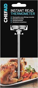 Chef Aid Instant Meat Thermometer with easy to read dial, Classic style Meat Probe to ensure meat cooked to required level with a operating range of 0 to 100 degrees Celsius