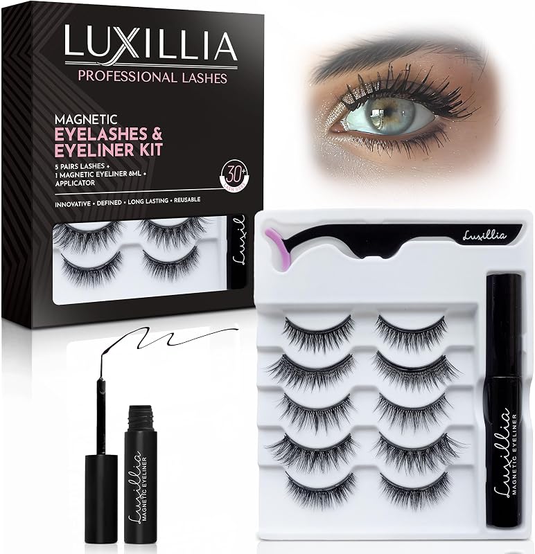 Luxillia Magnetic Eyelashes with Applicator Kit - 7 Set Natural Eye Lashes