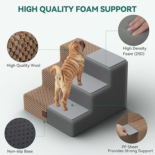 Miniatura 4 de YITAHOME Escaleras para perros, escaleras para mascotas para perros pequeños, escalones para mascotas para cama y sofá con tablas de apoyo,