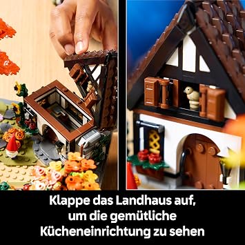 LEGO Icons Herbstlicher Landhausgarten - umgestaltbare Schreibtischdeko für Erwachsene - Tiere Minifiguren - Modellbau im Landhausstil - Kreatives Bauset - Geschenk für Männer & Frauen - 11372