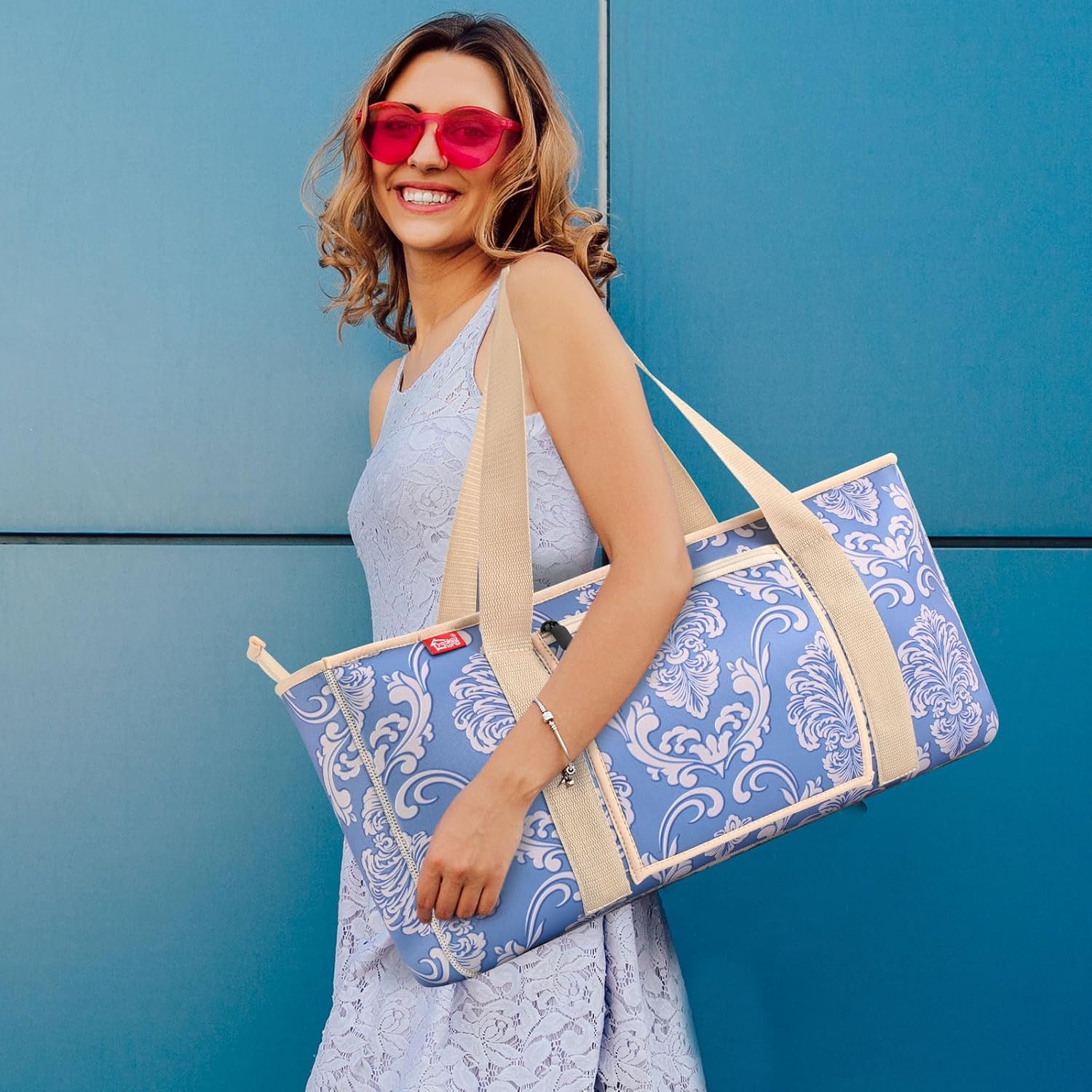 yookee home Mahjong Bag Neoprene Mahjong Tile Bag with Two Wrappers (Case Only), not Include Mahjong Accessories Mahjong Tote Bag for Women or Men(Baroque Floral)