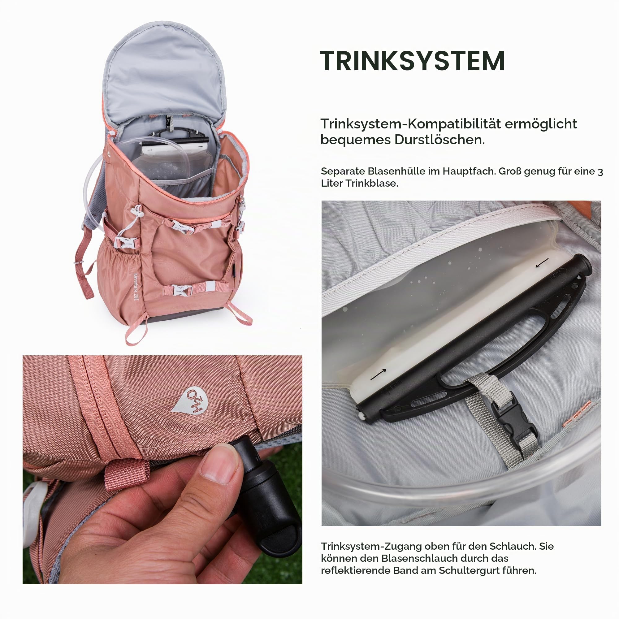 Mountaintop 28L Wanderrucksack Herren Damen für Outdoor Wandern | Reiserucksack klein Rucksack mit Brustgurt Trekkingrucksack Trekking für Camping Wandern Reisen Travel