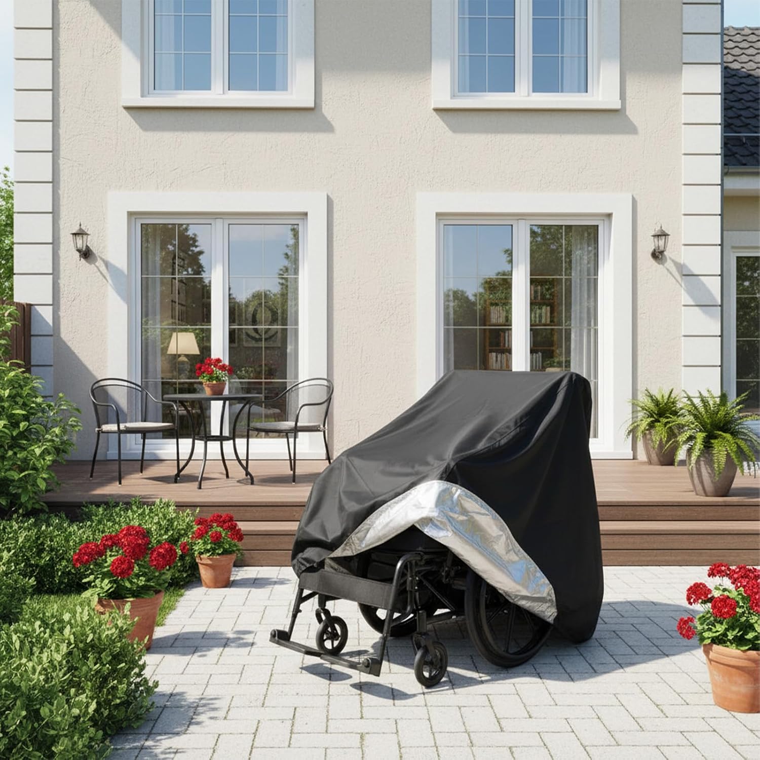 Wheelchair Cover, 210D Oxford Waterproof Electric Wheelchairs Covers, Heavy Duty Wheelchair Cover with Storage Bag, 39.4x29.5x39.4 Inch, Prevent Rain Wind Dust Dirt Snow Sun UV, Indoor Outdoor Use