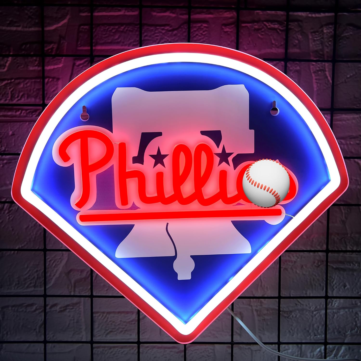 Baseball Neon Sign for Wall Decor Baseball Neon Light for Man Cave Dimmable Team Led Light Up Sign for Bedroom Bar Dorm Party Birthday Gifts for Sport Fans 5V USB Powered Size13.3 * 12.2IN(ZYLD271)