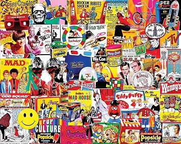 White Mountain 1000 Piece Jigsaw Puzzle Retro Icons Collage, Pop Culture