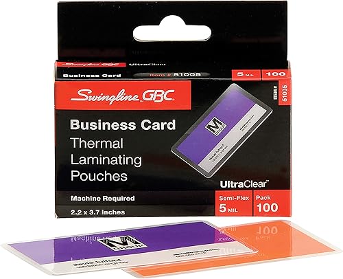 Miniatura 5 de GBC hojas laminadoras bolsas de laminación térmica tamaño de tarjeta de visita 5 mil HeatSeal UltraClear paquete de 100 51005