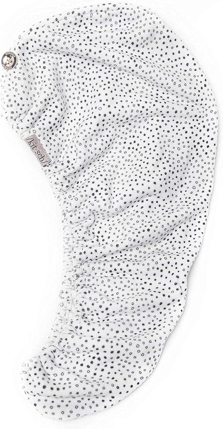 Kitsch Microfiber Hair Towel Wrap for Drying Wet Hair and Microfiber Scrunchies for Frizz Free Heatless Hair Drying | Cleanse Bundle (Micro Dot | White) : Beauty & Personal Care