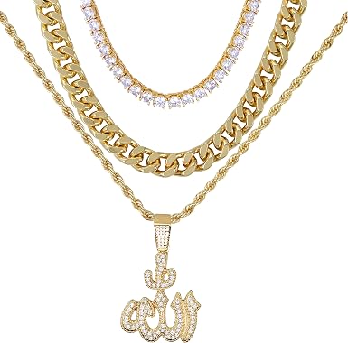 Amazon.com: Iced Out Allah Pendant with 
