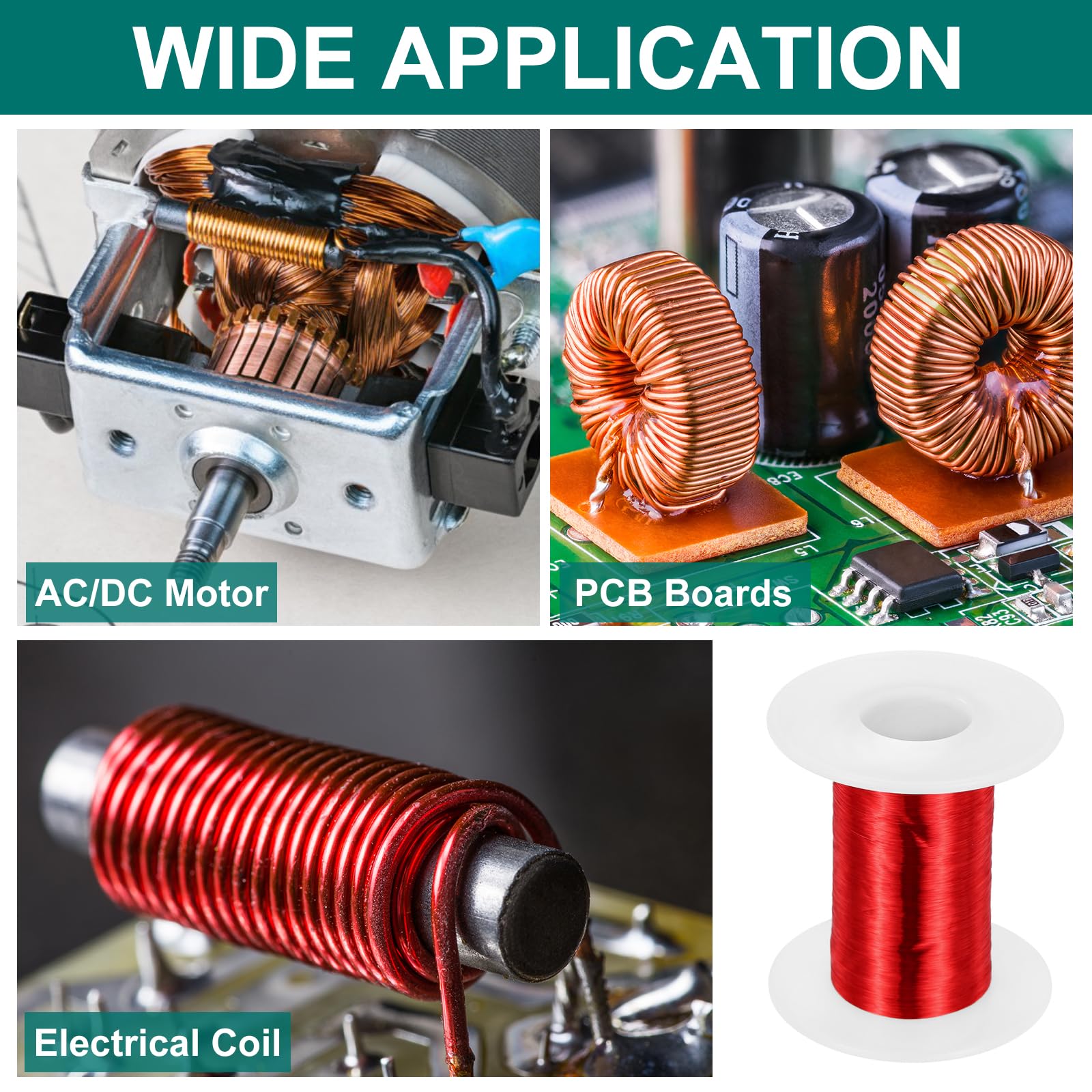 sourcing map 44 AWG Magnetdraht, Kupferlackdraht, 44 Gauge, 57 g, magnetischer Spulendraht für Transformator, Motor, elektrisch, 155 C (311F)