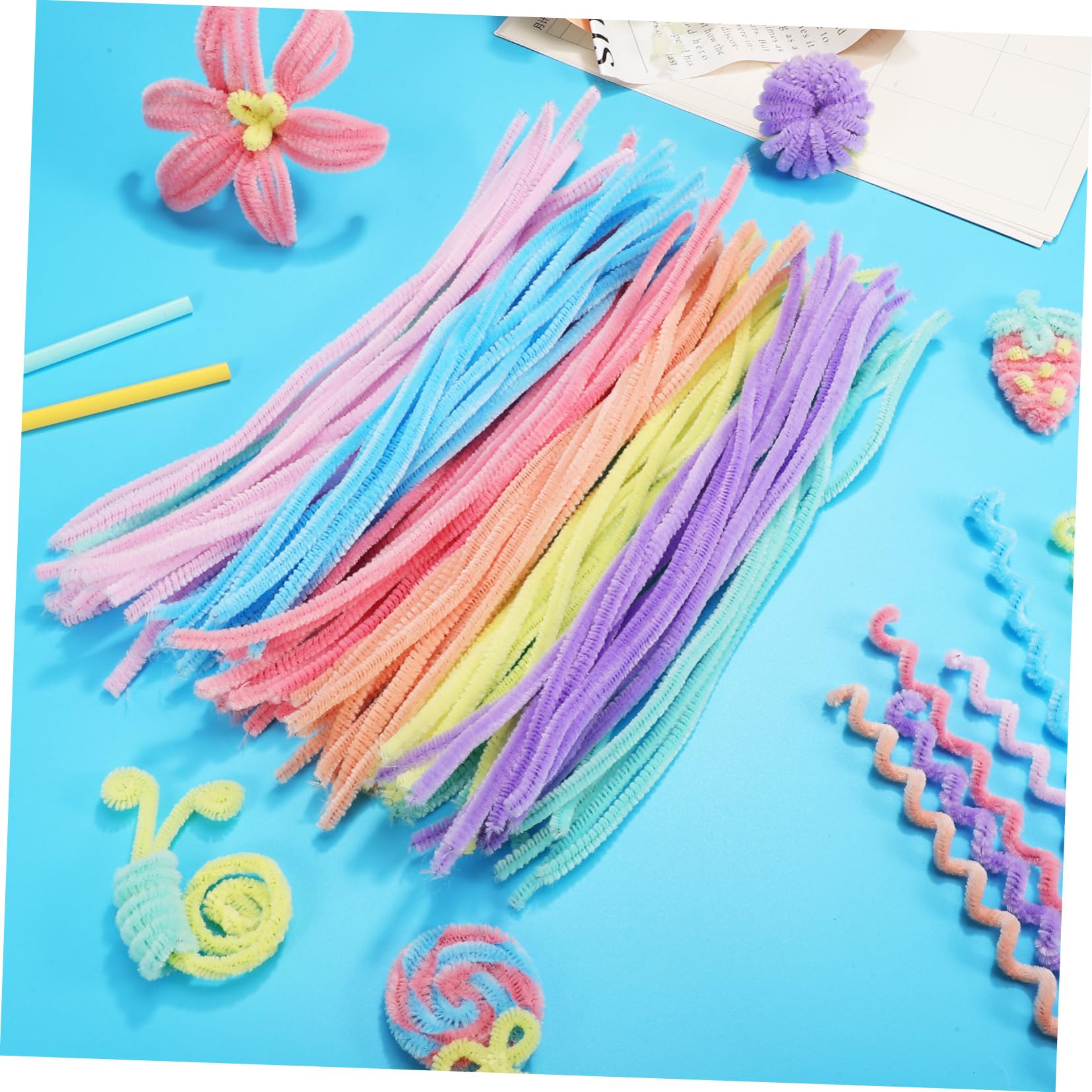 Homoyoyo Craft Pipe Cleaners Bulk 200 Pcs Soft Fluffy Twisted Sticks Chenille Stems for Art Projects