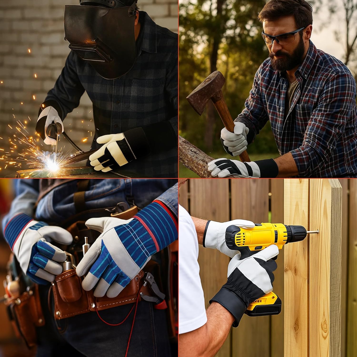 Daniel Smart Men & Women Goatskin Working Glove Lightweight Leather Safety Gloves for construction, gardening outdoor Work