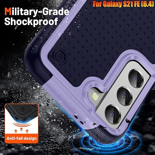 Miniatura 10 de Funda resistente para Samsung Galaxy S21 FE (5G) de 6.4 pulgadas, 4 esquinas con bolsas de aire protección contra caídas de 12 pies, agarre
