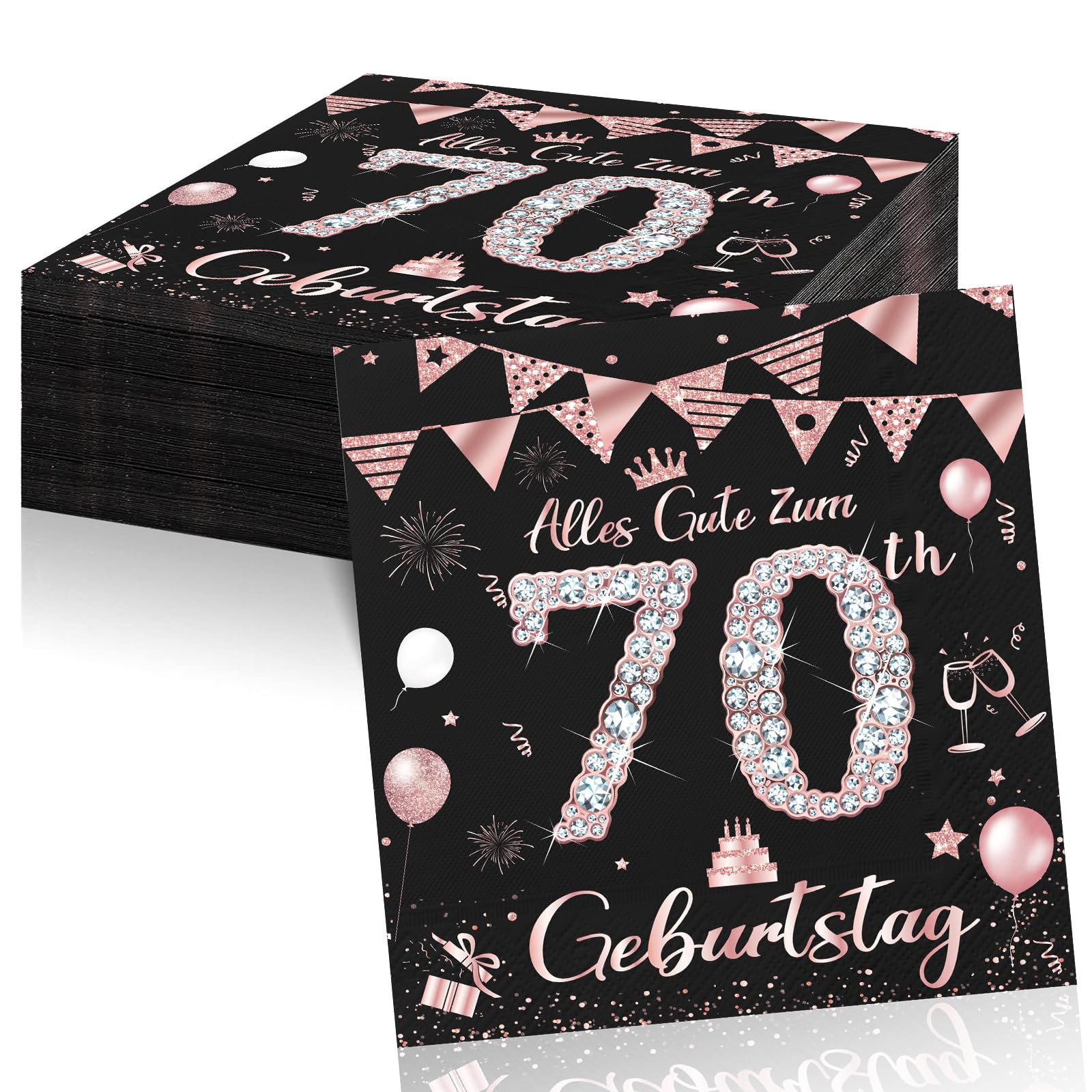 Geburtstagsdeko Servietten,Schwarz Gold Papier Party Servietten Tischdeko