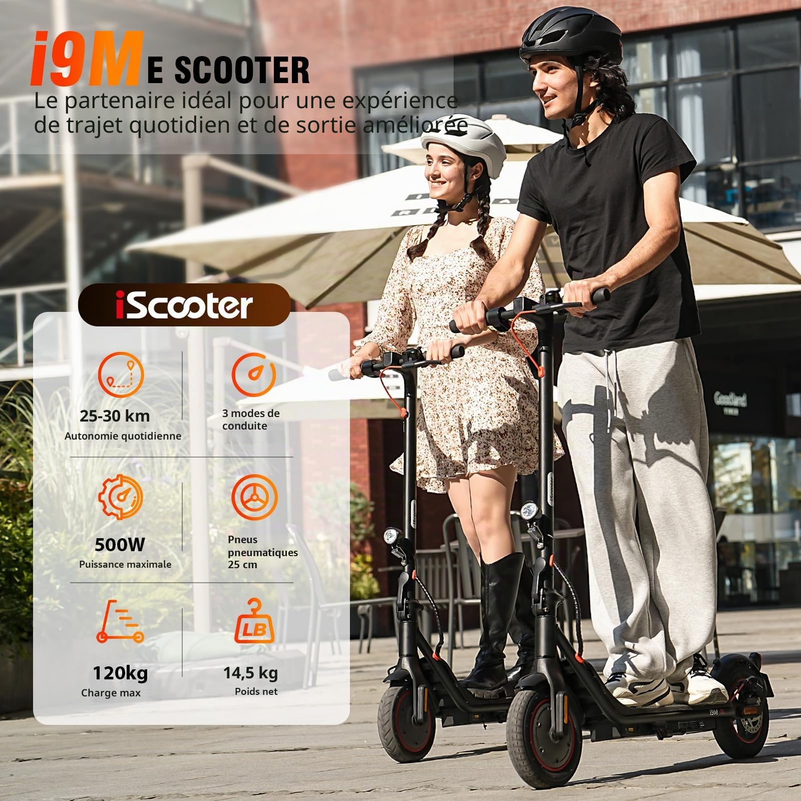 iScooter - Trottinette électrique avec Homologation routière pour Adultes avec Commande par Application Intelligente - Autonomie Max. 30 km, ABE - Trottinette électrique Pliable avec pneus gonflables