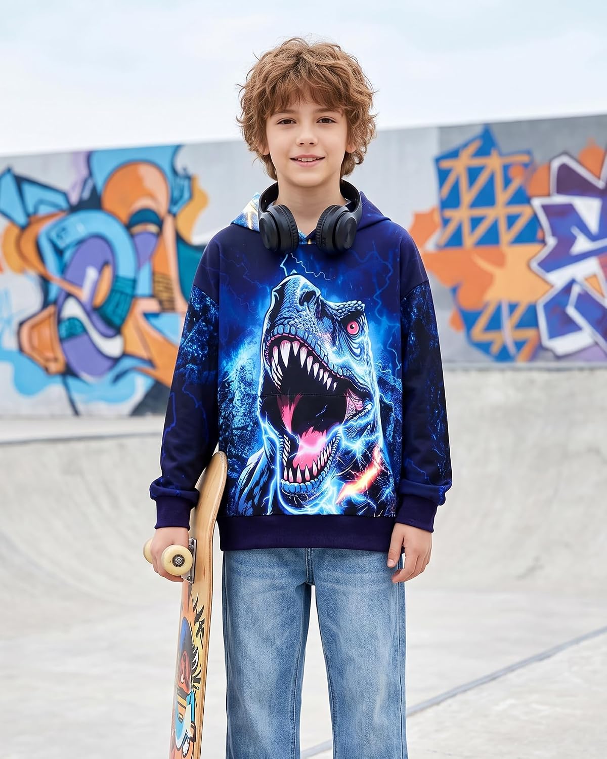 DISAUR Boys 3D Graphic Hoodies Pullover Sweatshirts with Pocket Ages 5-12