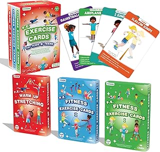 Kids Exercise Cards - 113 Fun PE Flash Cards for Kids & Teens, Workout Activities for Beginners at School and Family, Mindful Sensory Play Activities, Self Regulation Classroom Therapy, Brain Breaks