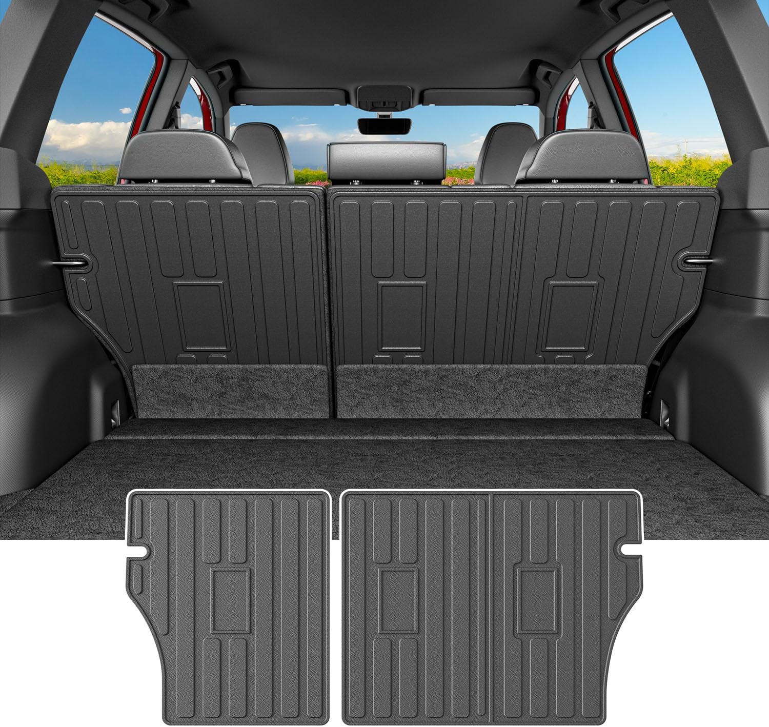 powoq Floor Mat Compatible with 2019-2024 Subaru Forester Cargo Liner TPE Trunk Mat Backrest Liner Cargo Mat Replacement for 2019-2024 Subaru Forester Accessories (Backrest Mat+Trunk Mat+Floor Mat)