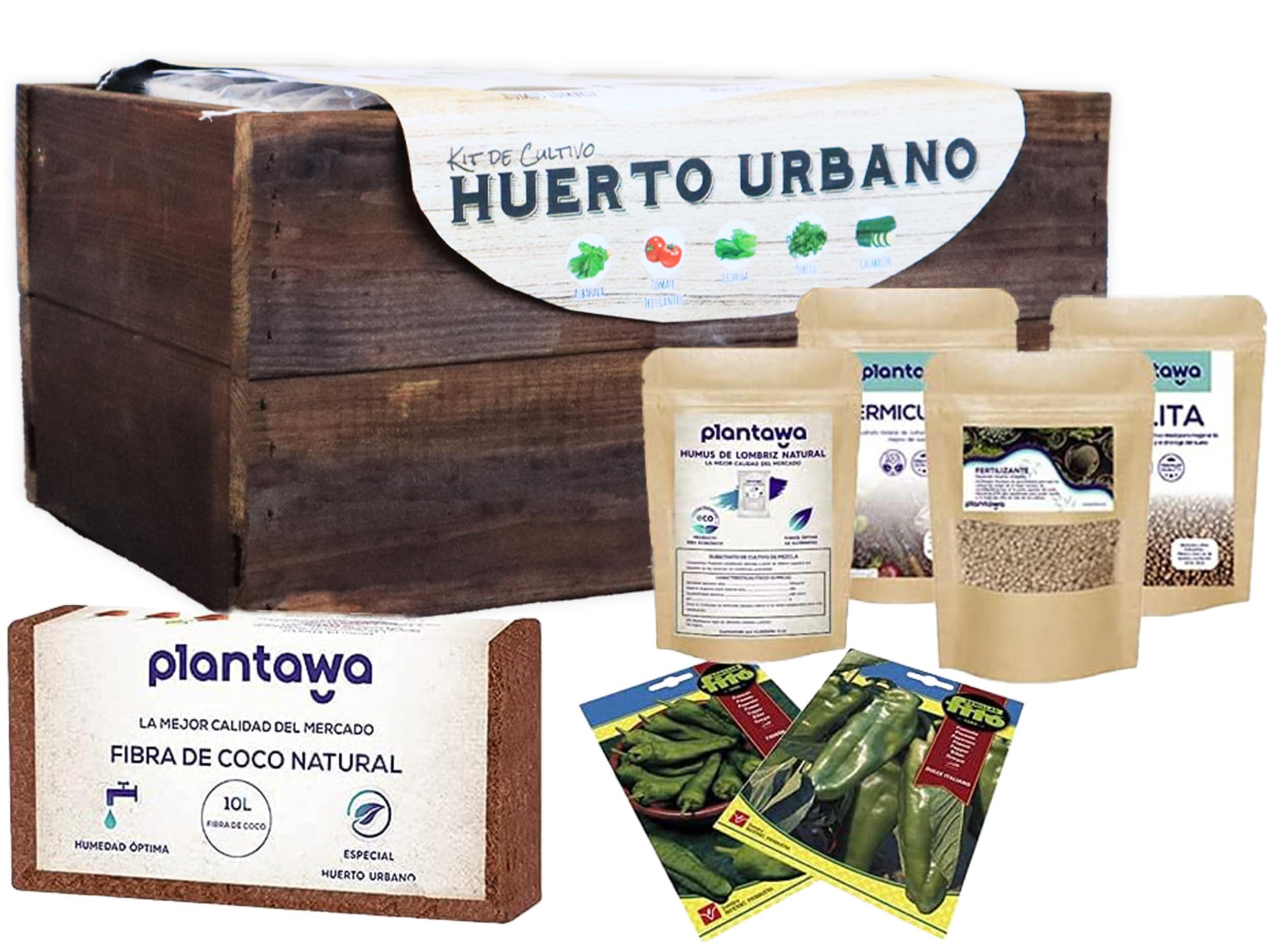 PLANTAWA Kit de Siembra para Pimientos, Kit de Cultivo Completo para Huerto Urbano, Jardinera Interior para Casa, Kit Cultivo para Plantas Naturales de Pimientos