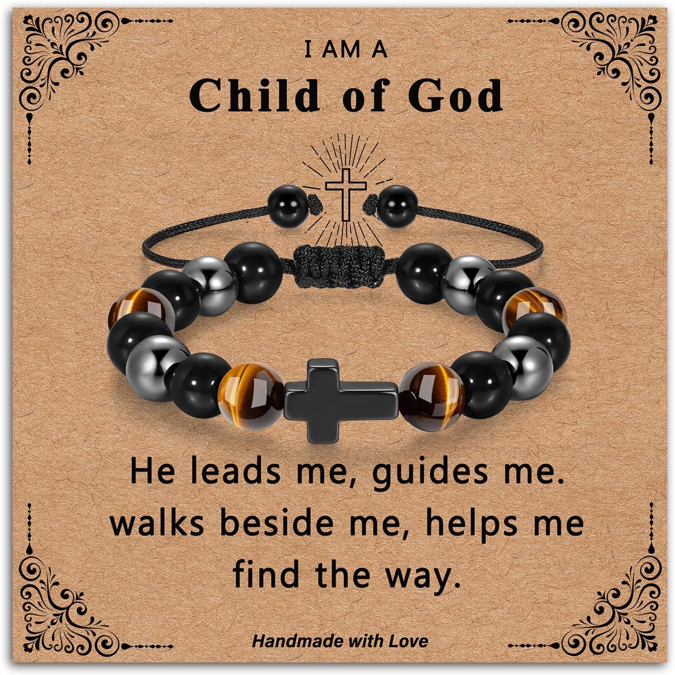 Bracelets for Boys Cross Soccer Basketball Beaded Bracelets Birthday First Communion Confirmation Gifts for Teen Boy