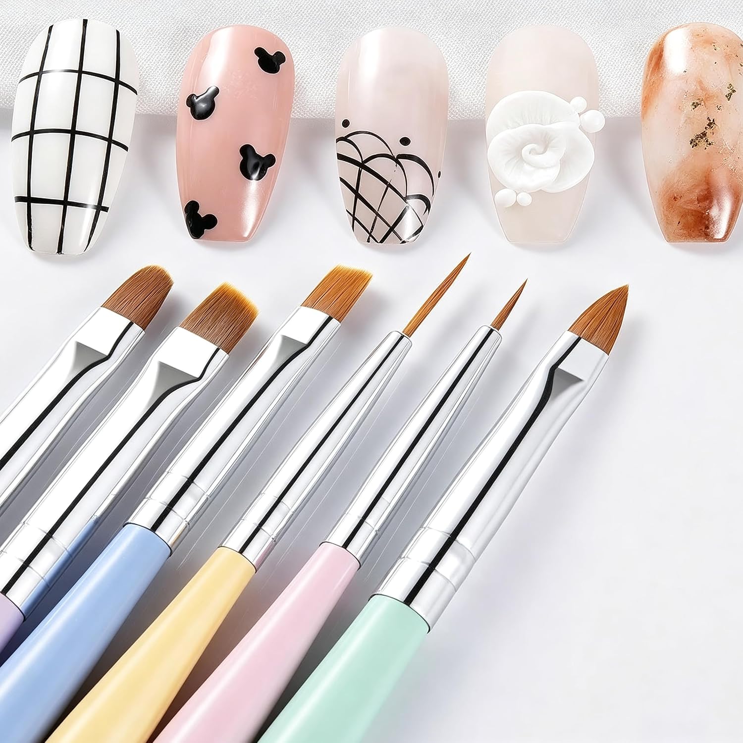 French Tip Tool Clear Silicone French Tip Nail Stamp French Tip Stamp Nail Stamping French Nail Art Stamper with Scrapers and Nail Art Brushes for French Manicure Home DIY Salon 8 Pcs image 4