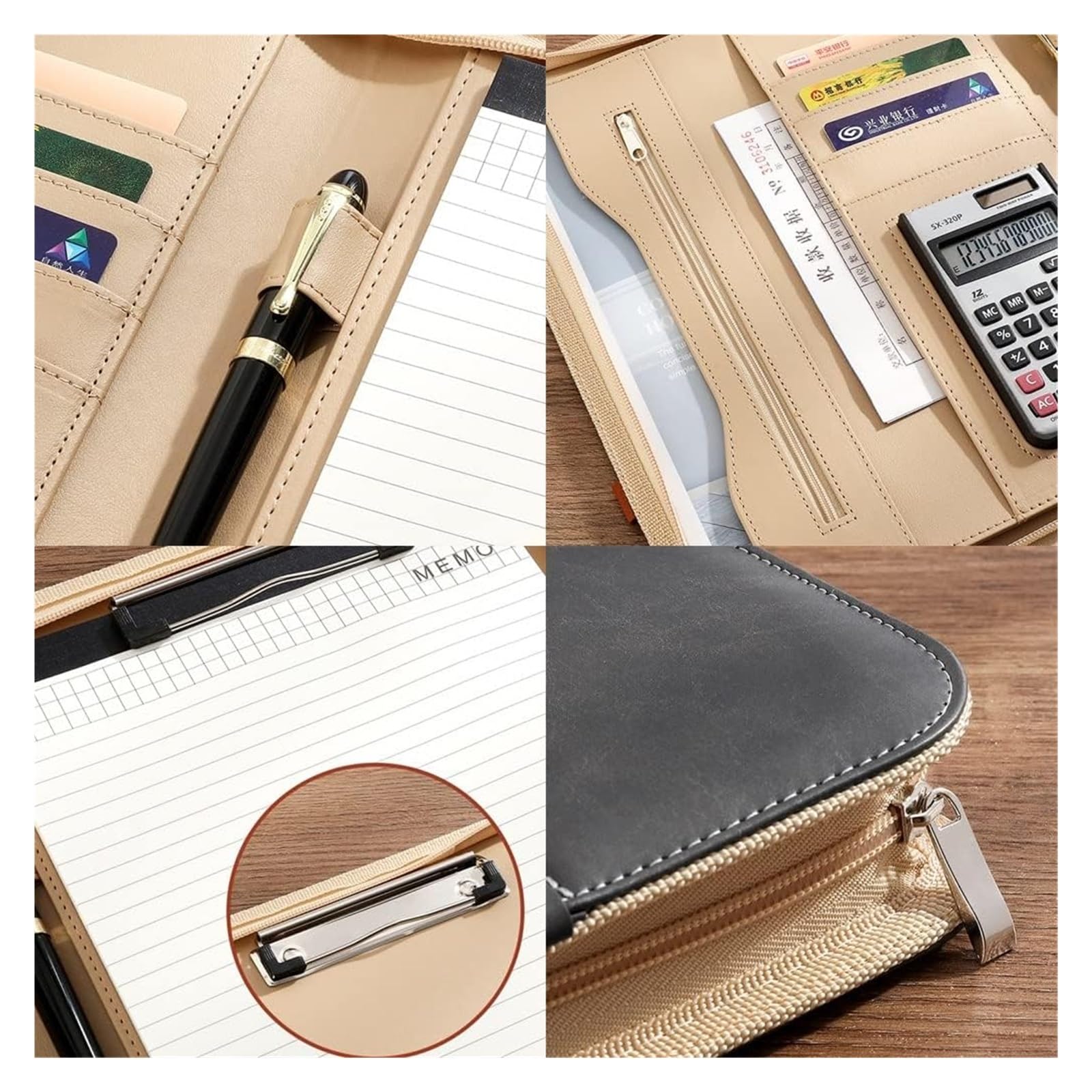 Konferenz-Portfolio-Ordner, Brieftaschen, Portfolios, Ordner, professioneller Reise-Organizer aus Kunstleder mit Griff for Tablet-Dokumente, Ordner, Visitenkarten(Blue)