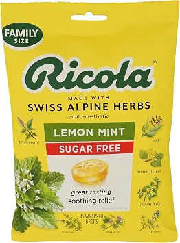 Ricola Big Bag Sugar Free Lemon Mint Cough Drops, 45 Drops, 1 Count