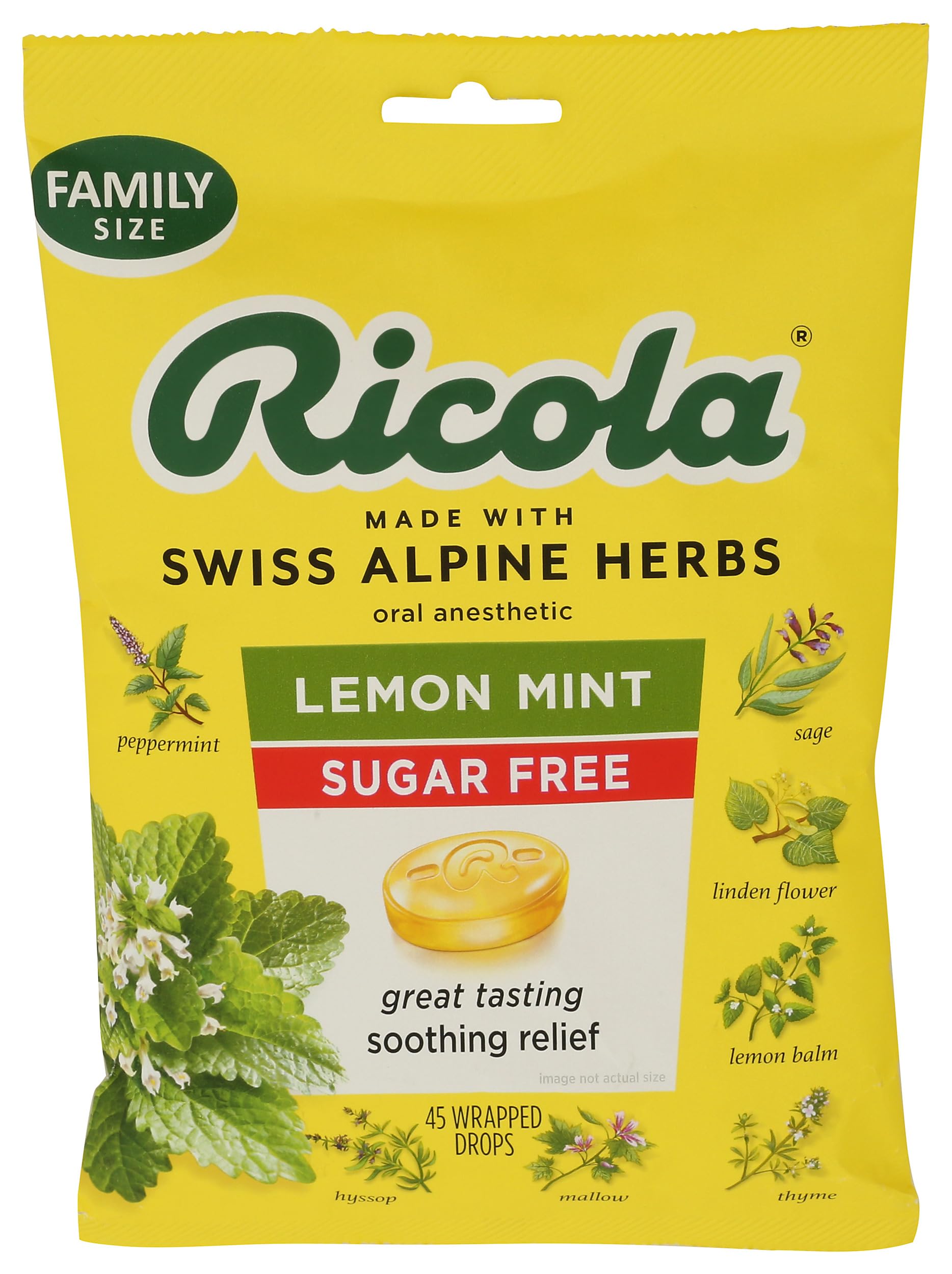 Ricola Big Bag Sugar Free Lemon Mint Cough Drops, 45 Drops, 1 Count — Amazon image 4