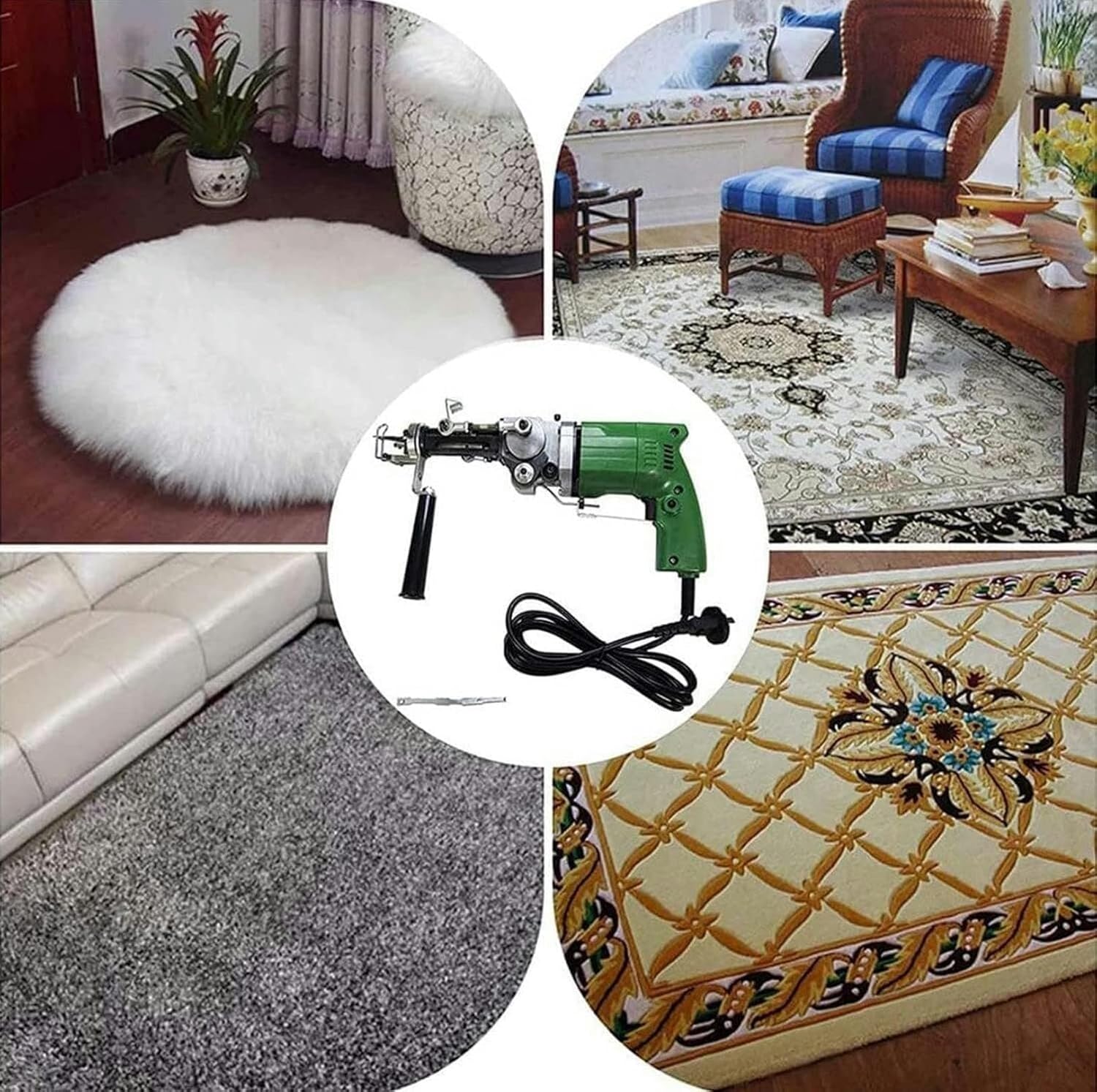 Electric Carpet Tufting Gun, DIY 2 In1 Electric Manual Cut Flocking Machine Hand Knitting Machine for High Speed Carpet Weaving