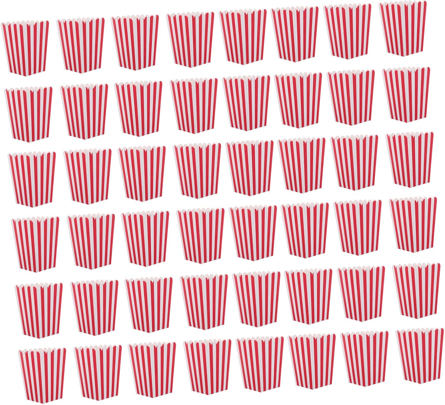 48pcs Striped Paper Popcorn Buckets Foldable Snack Containers for Evening Movie Carnival Party Treat Boxes