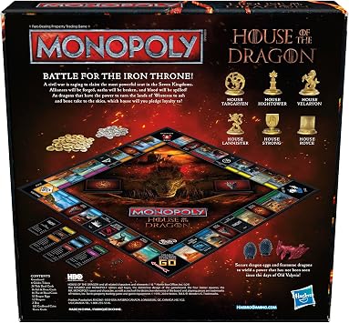Monopoly House of the Dragon Edition Board Game | Based on the Hit TV Series | Ages 17 and Up | 2 to 6 Players | Strategy Games