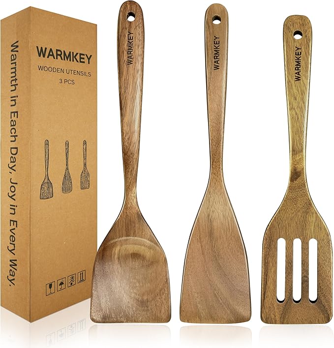 Natural Acacia Wood Spatula Set of 3