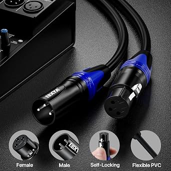 EBXYA XLR Microphone Cable 5m 2-Pack for Podcast, Live & PA