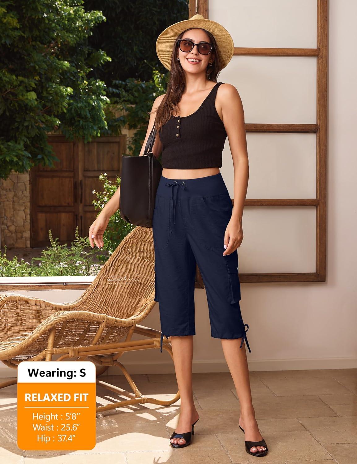 15"/ 18" Capri Pants for Women Cargo Hiking Pants Lightweight Women's Capris with 6 Pockets Summer Casual Travel