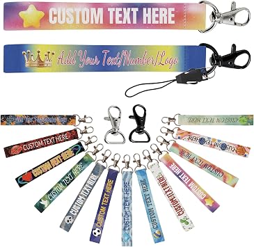 Personalized Wrist Lanyards for Keys - Custom Polyester Wristlet Keychain with Logo & Name, for ID Badge, Wallet - Bulk 1-2000 Pcs
