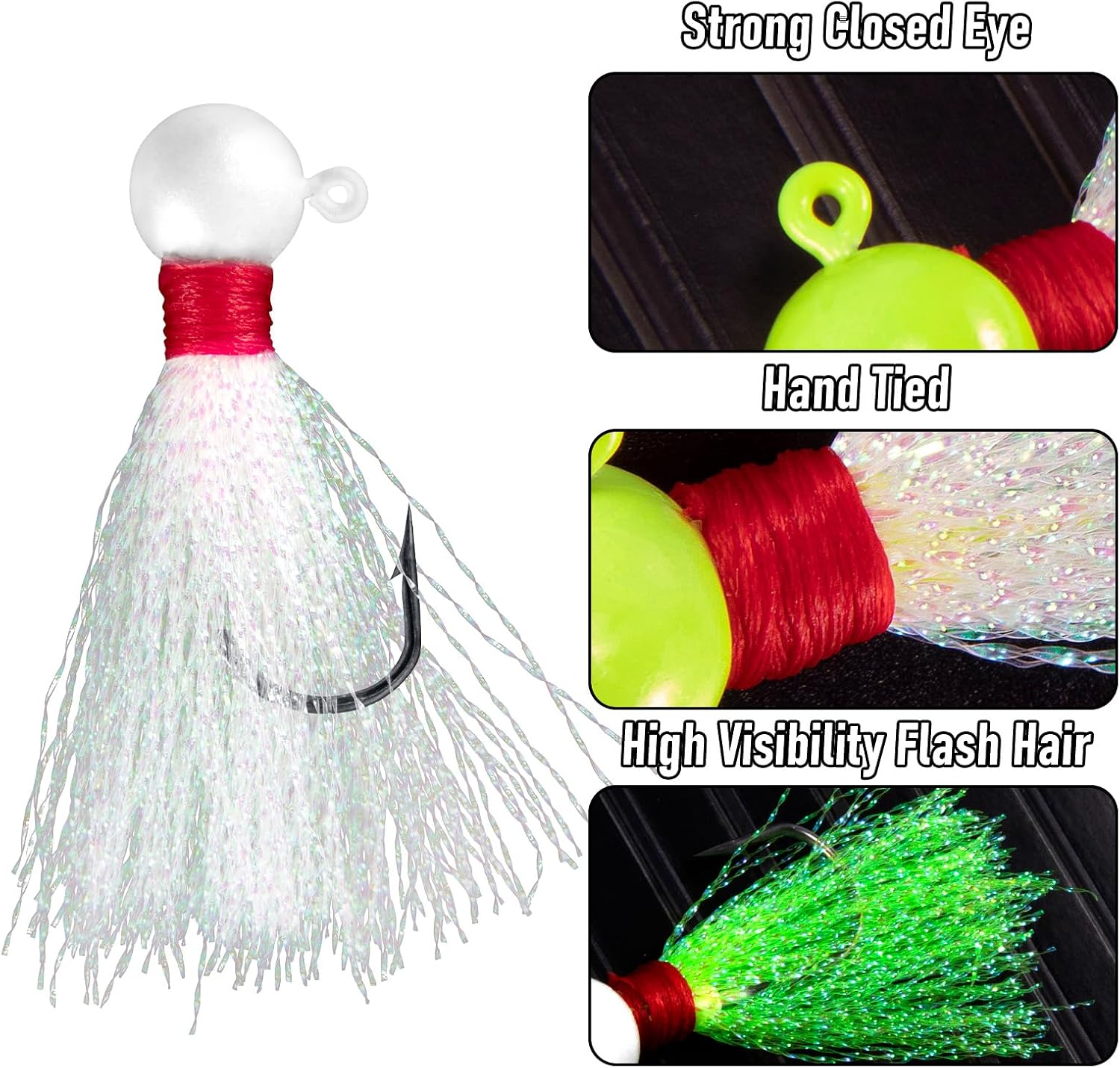 Dr.Fish 10 Pack Round Ball Jigs Saltwater Pompano Surf Fishing Jig Heads Swimbait Walleye Striper Flounder Mackerel
