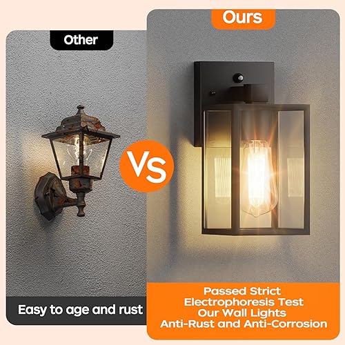 Miniatura 13 de WIHTU Soporte de pared para exteriores, paquete de 4 faroles de pared exterior impermeables, iluminación negra para porche exterior con enchufe E26