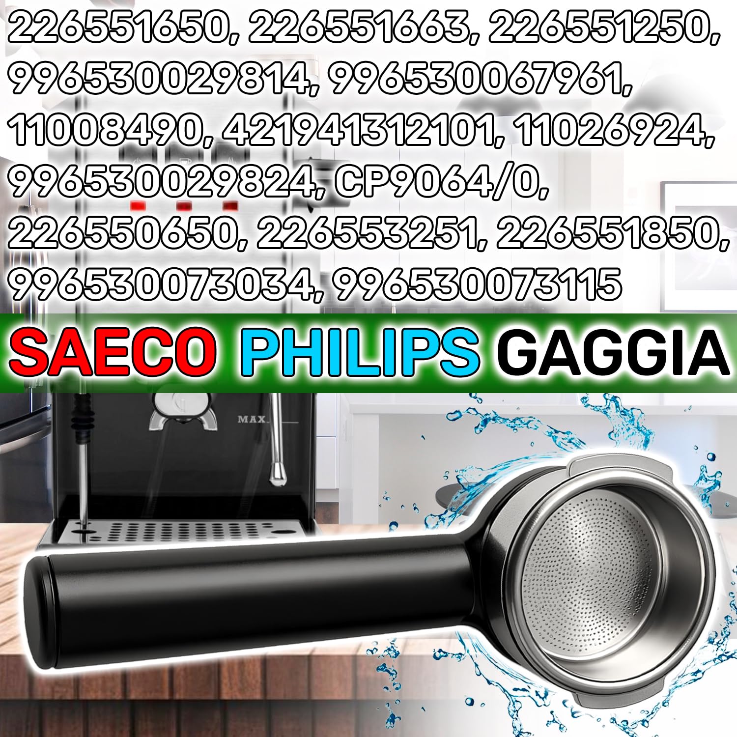 Portafiltro Cafetera con el Código Original 11008490 226551663 226551650 421941312101 996530067961 para Saeco para Philips para Gaggia - Garantía de 5 Años - ONIX TECH