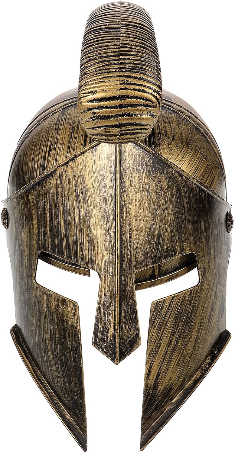 Roman Soldier Helmet Cosplay Headgear with Skull Balaclava, Medieval Warrior Helmet for Adults, Roman Fighter Costume Accessory for Soldier Party and Role Play