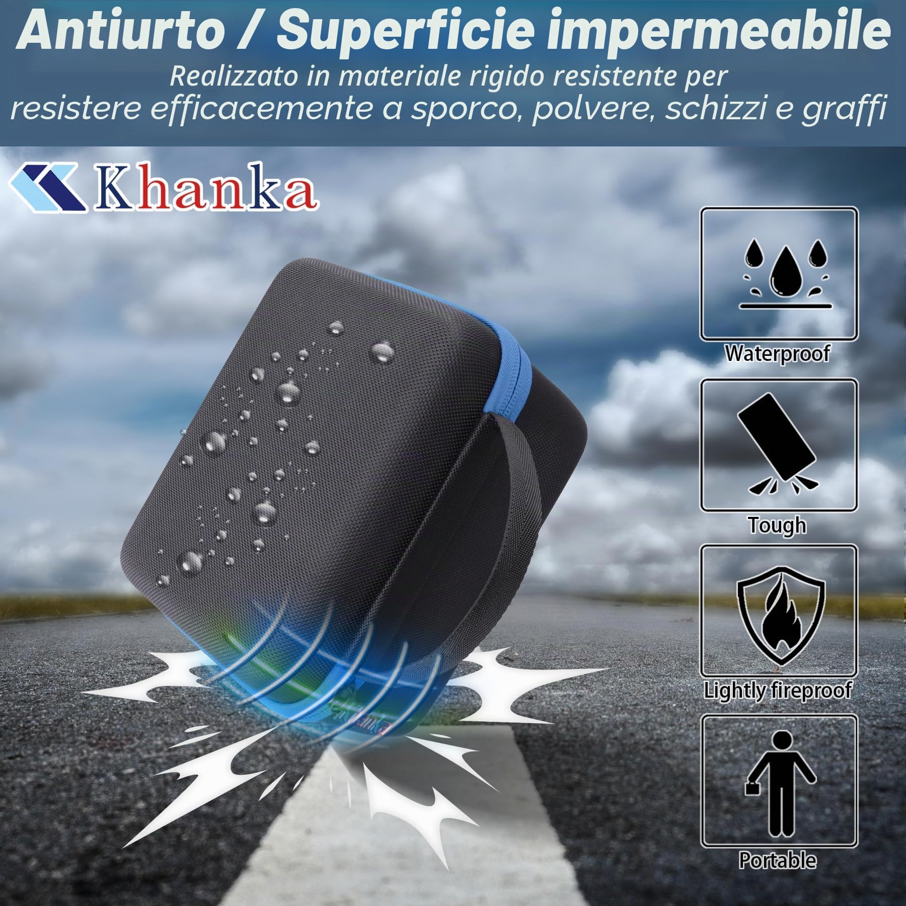 Khanka per fotocamere istantanee Polaroid Now Gen 3, Now+ Gen 3, Now Gen 2, Now+ Gen 2, Now, Now+, I-2, Flip, OneStep+ e OneStep 2 Custodia rigida, borsa da trasporto, solo custodia (Cerniera blu)