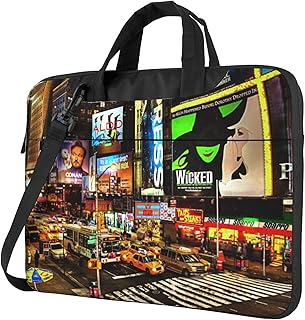 [Rtjbsdt] ノートパソコン保護ケース、軽量で持ち運びに便利、内ポケット、持ち運びハンドル、ショルダーストラップ付き、ユニセックス。（ニューヨーク市の夜のブロードウェイ）