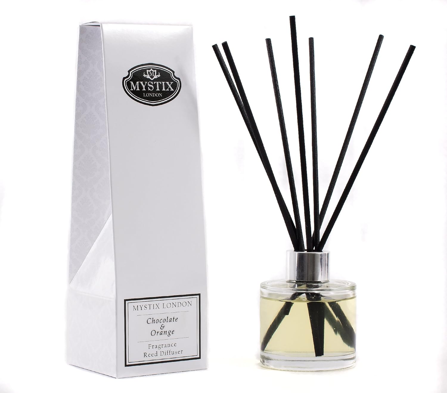 Mystix London Fragrance Oil Reed Diffuser | Chocolate & Orange Scent | Long-Lasting Home Aroma for a Cosy, Sweet Ambience | Easy-to-Use Reeds | Safe & Elegant Fragrance Solution | 100ml Bottle
