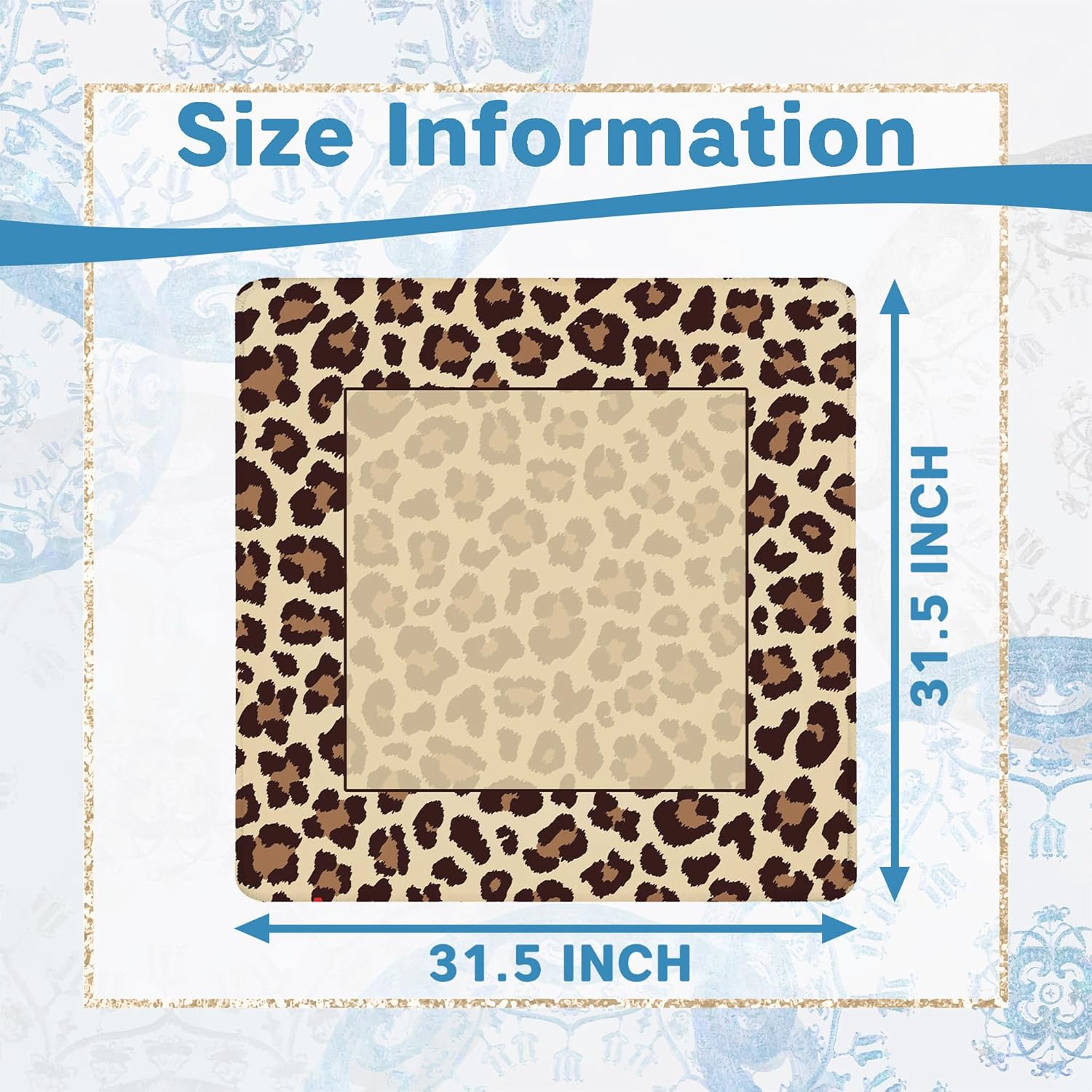 Leopard Print Mahjong Mat for Table 31.5 X 31.5 in, Gifts for Mahjong Players, Trendy Brown and Beige Animal Print Anti-Slip Table Cover Tablecloth for Poker Board Card Tile Game Dominoes