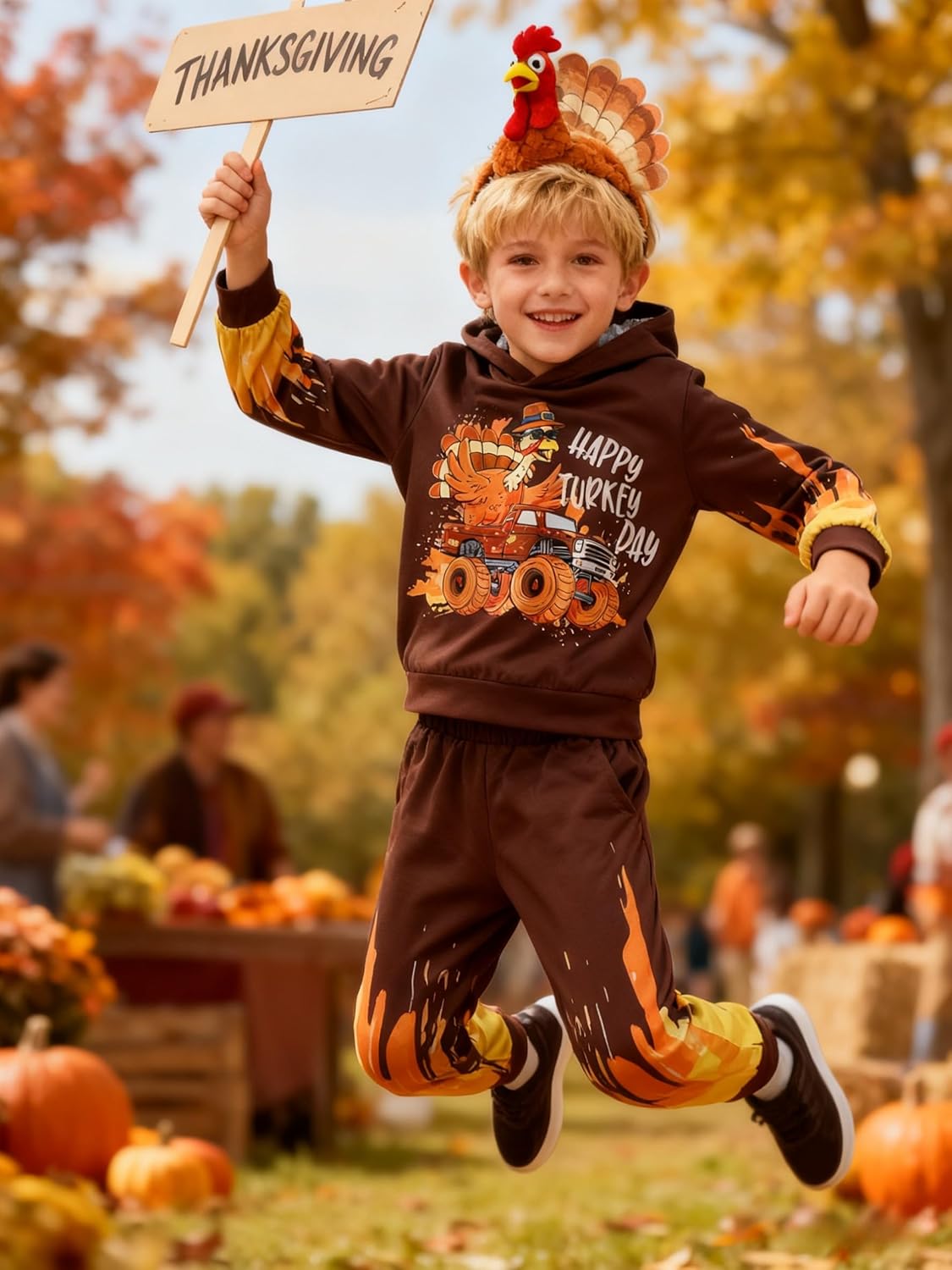 Boys Sweatsuit Long Sleeve Color Block Hoodie Sweatshirt and Jogger Pants 2PC Sets Fall Clothes (Sizes: 4-8) - Image 3