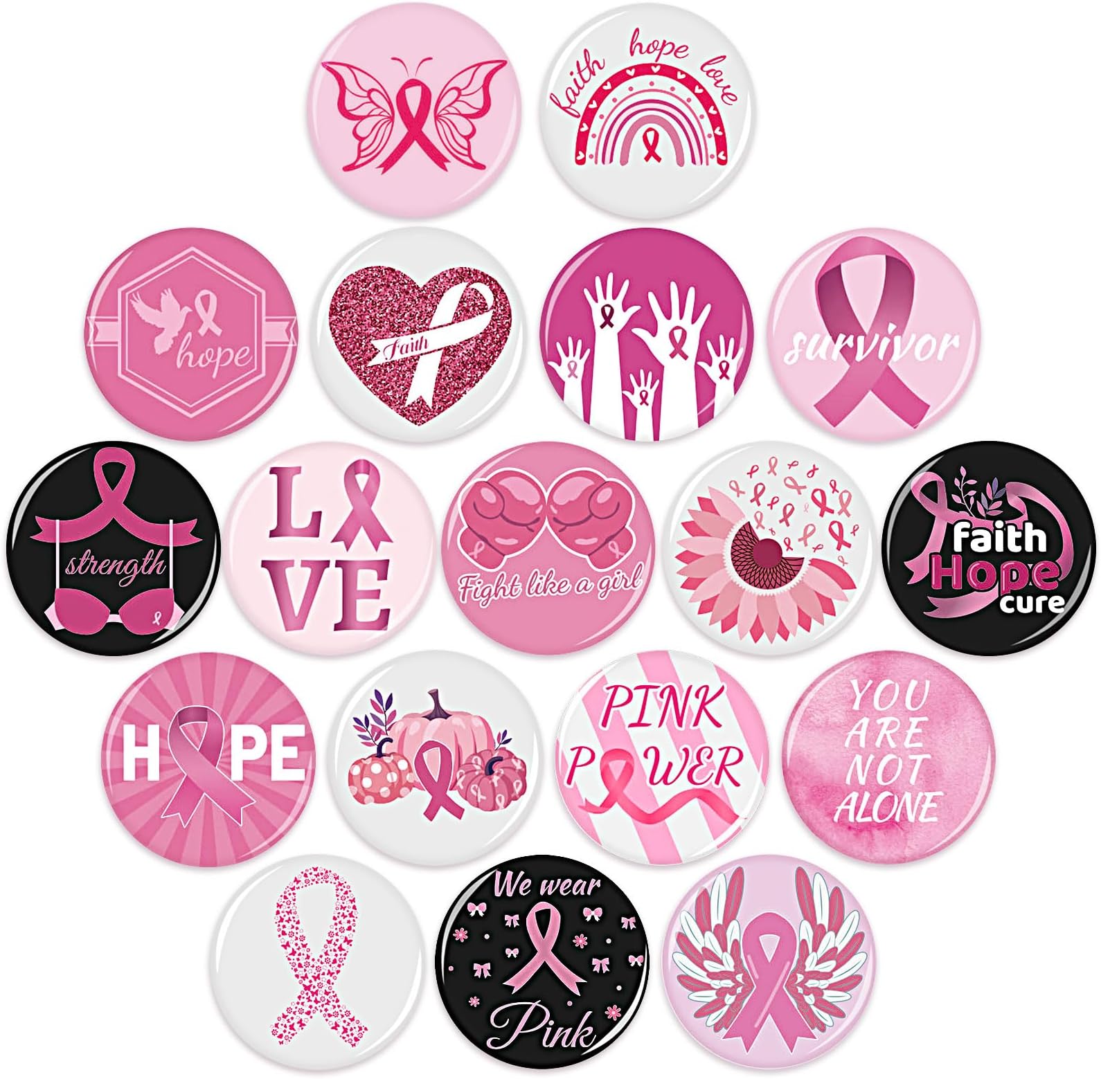 54pcs Buttons Brooch Pins Badges for Party Favors Supplies Decorations