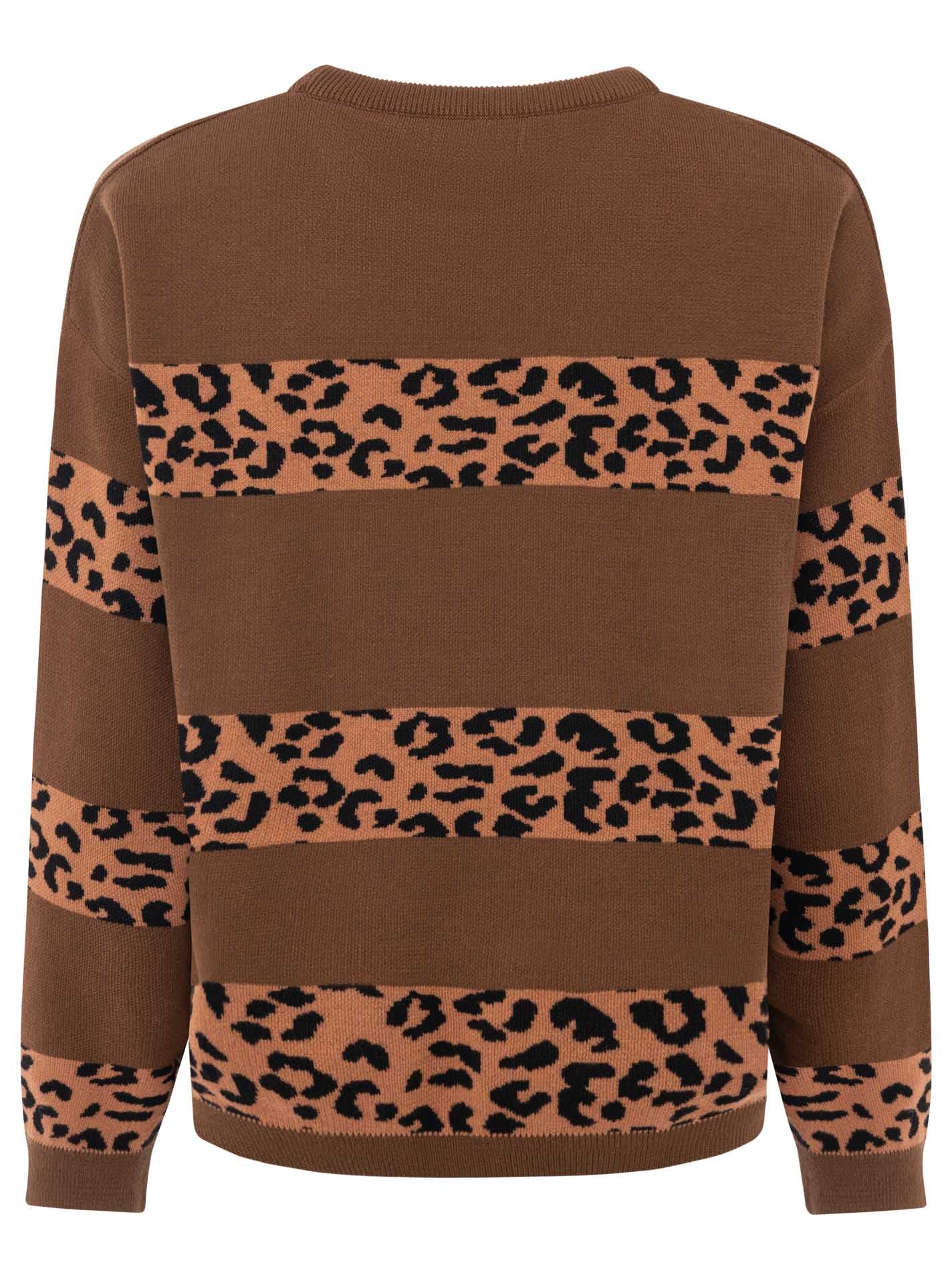 Zwillingsherz Damen Pullover – Sweater mit Animal Print Streifen – 100% Baumwolle – Weicher Strickpullover – Stylisch für Alltag, Herbst & Winter