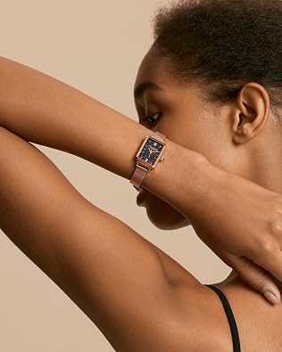 Lola Rose Women's Blue Sandstone Watch with Rose Gold Tone Milanese Steel Band