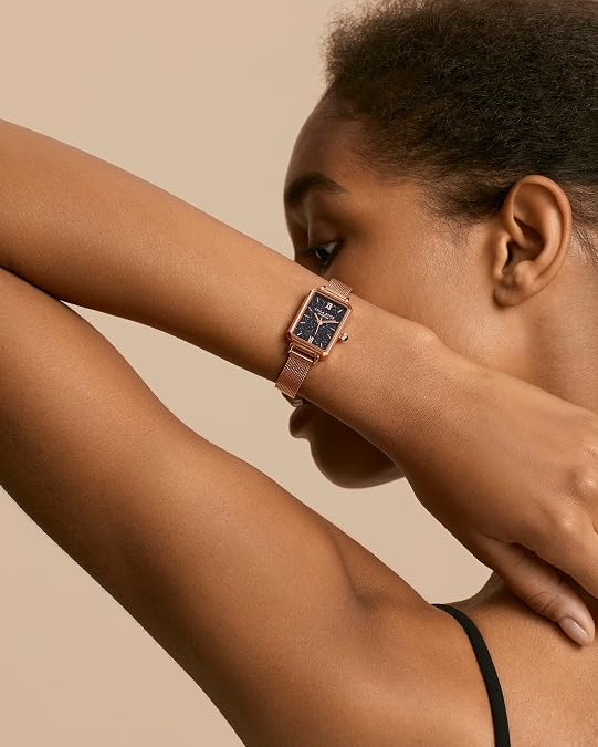 Lola Rose Women's Blue Sandstone Watch with Rose Gold Tone Milanese Steel Band